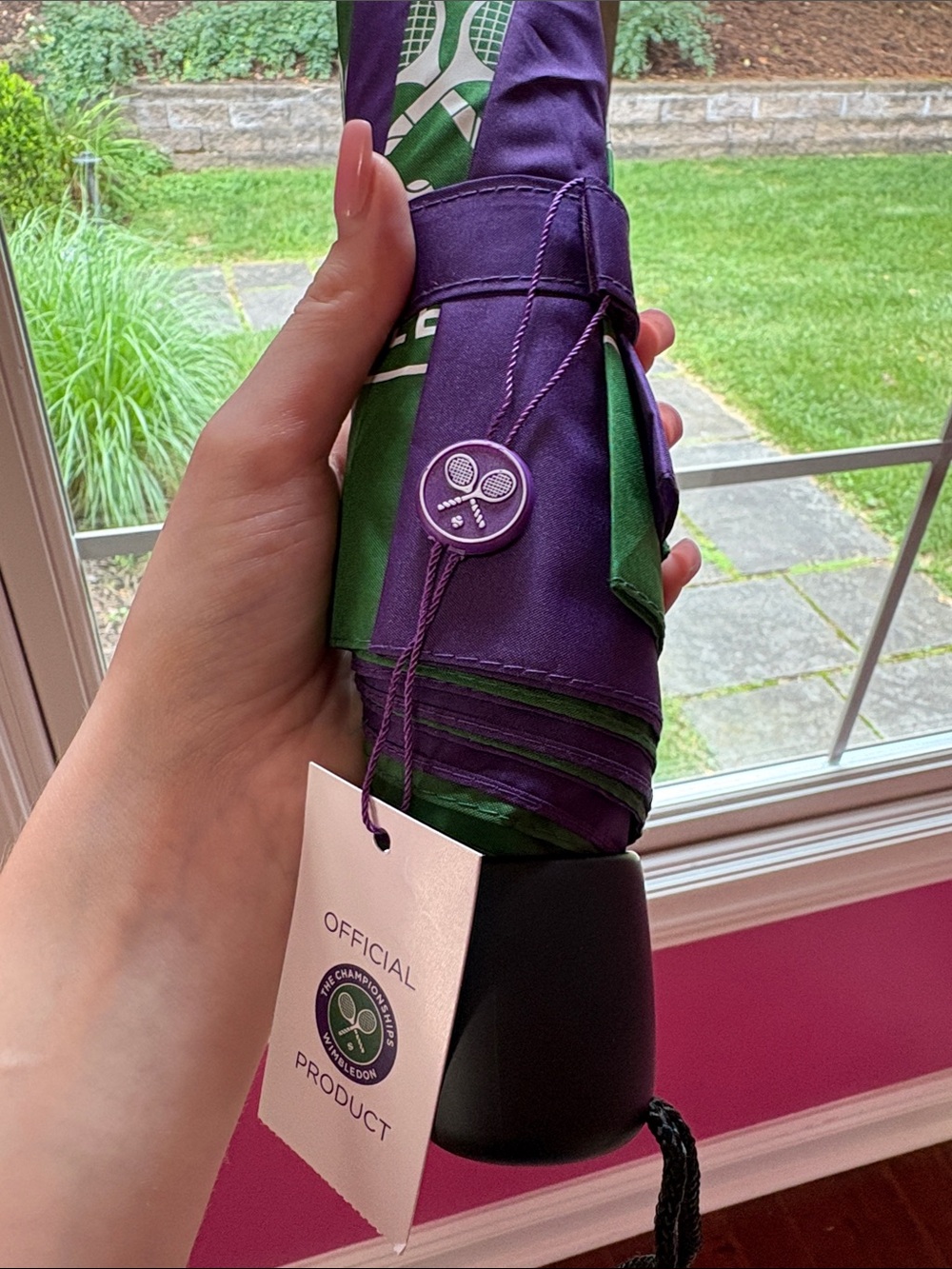 Wimbledon Green and Purple Compact Umbrella NWT - Picture 4 of 6